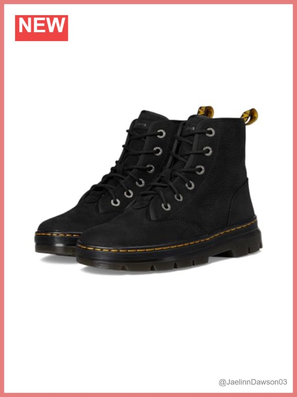 Dr. Martens Combs II 6 Eye Lace Up Ankle Boot Leather Round Toe Combat